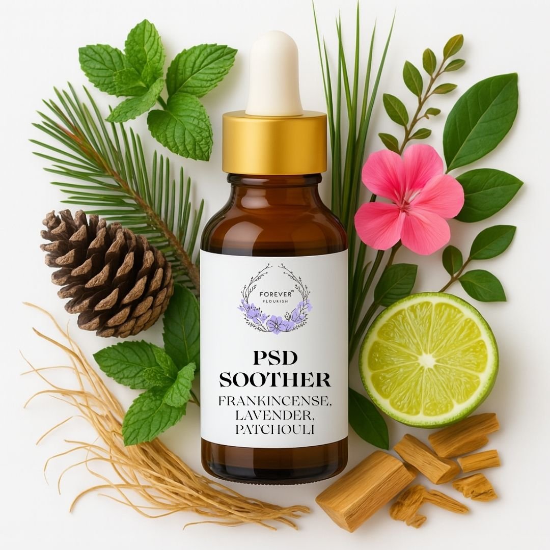 Forever Flourish PSD Soother Premium Diffuser Aroma Oil Blend – Mood Support with Vetiver, Bergamot, Cedarwood, Peppermint, Bulgarian Rosewood & Sandalwood – Aggravated Mesomorphic Quality (Pitta) 1 Forever Flourish PSD Soother Diffuser Aroma Oil